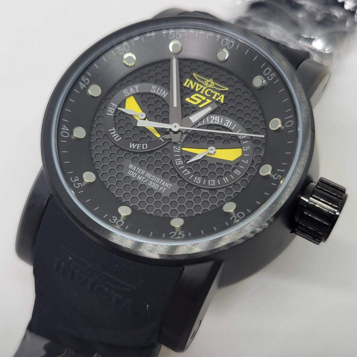 《実用性◎》Invicta インビクタ 12789 48mm S1 Rally ninja(忍者) デイデイト ブラック＆イエロー