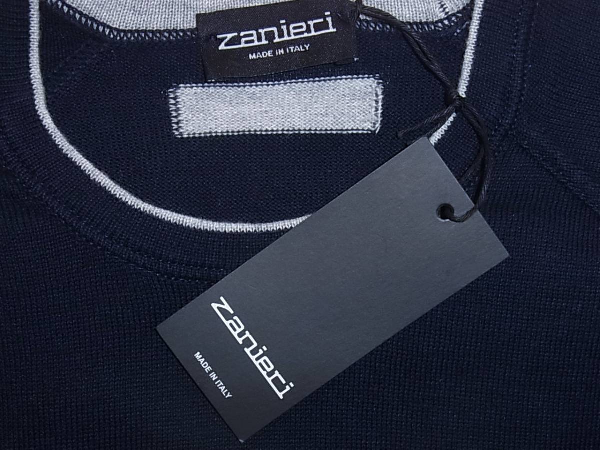  не использовался Zanieri The nieli хлопок короткий рукав вязаный футболка размер 48/S тянуть over Италия производства tops свитер темно-синий Short рукав 