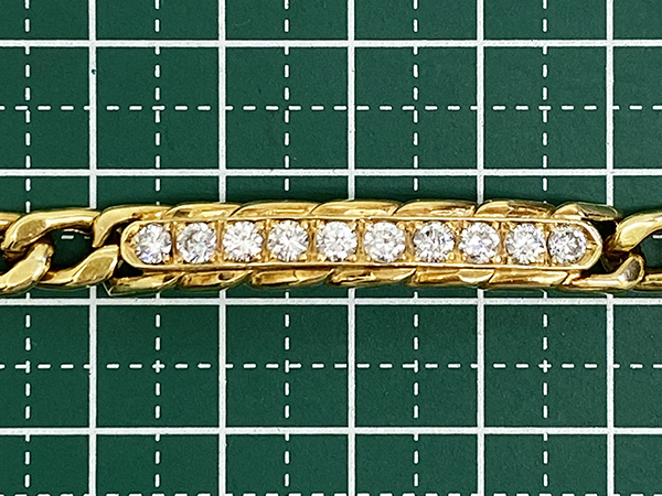 [ free shipping ]18 gold diamond 1.13ct flat bracele 2 surface 19.1g 17cm * K18 gold metal ( used )