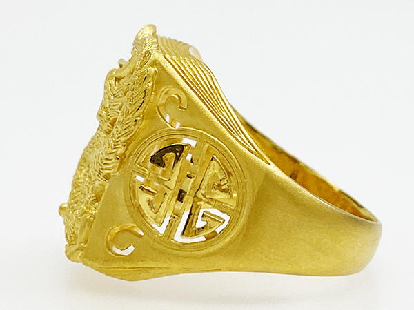  Prima Gold 24 gold signet ring 10.4g 12 number dragon Dragon motif * 24K ring 