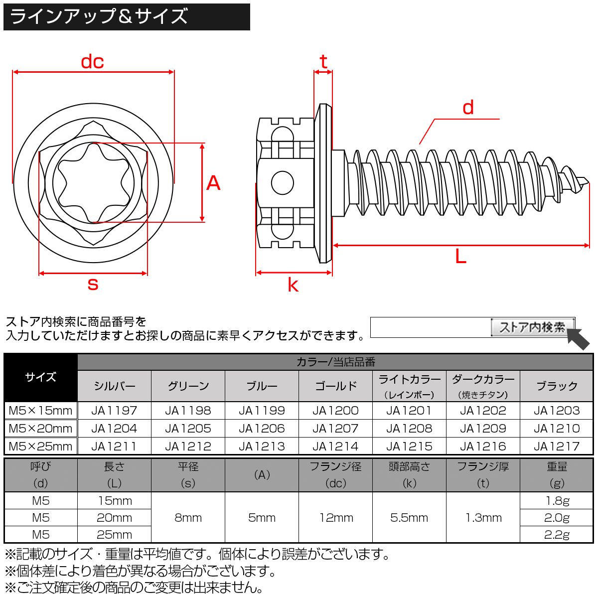 64チタン製 M5×15mm タッピングネジ トルクス穴 フランジ付 ヘキサゴンヘッド ビス グリーン JA1198_画像4