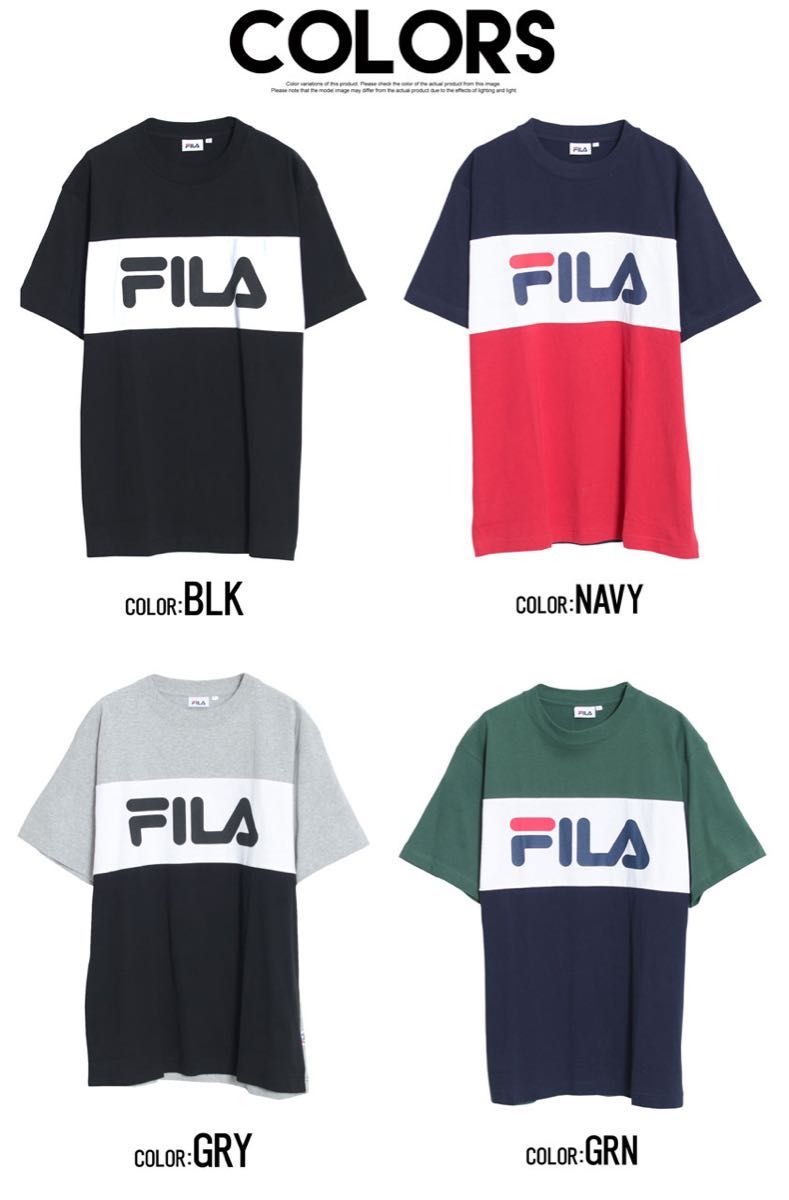 FILAフィラ　ロゴ切替Tシャツ　ブラック　サイズL