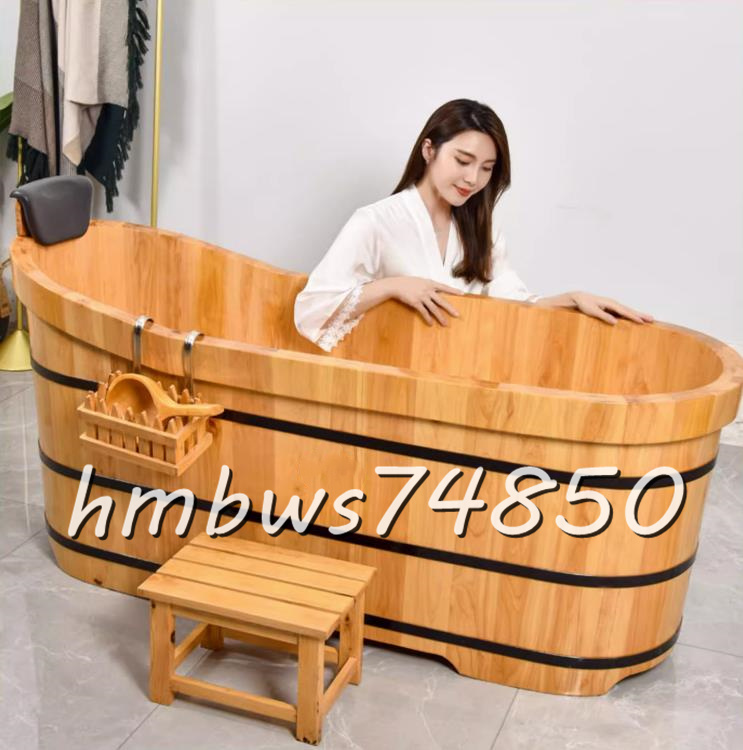 新品 浴槽 お風呂 バスタブ 木製 高品質 浴槽 浴室用 バケツ バスタブ 排水金具付き 130cm×73cm×63cm_画像4