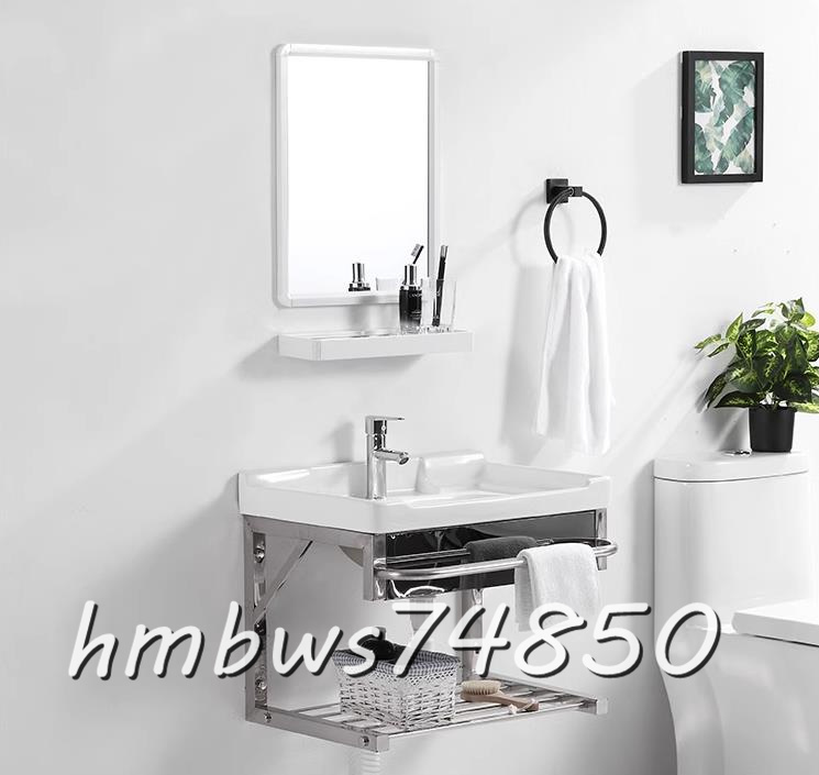 美品 壁掛型タイプ 洗面ボウル 洗面台 鏡つき 混合水栓 家庭用 洗面