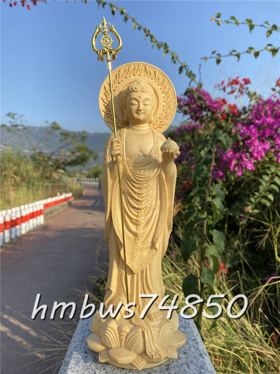 美品 仏教美術 薬師如来 薬師瑠璃光如来立像 仏像 彫刻 ヒノキ檜木 自然木 職人 手作り 置物 美術品 東洋彫刻 高さ30cm