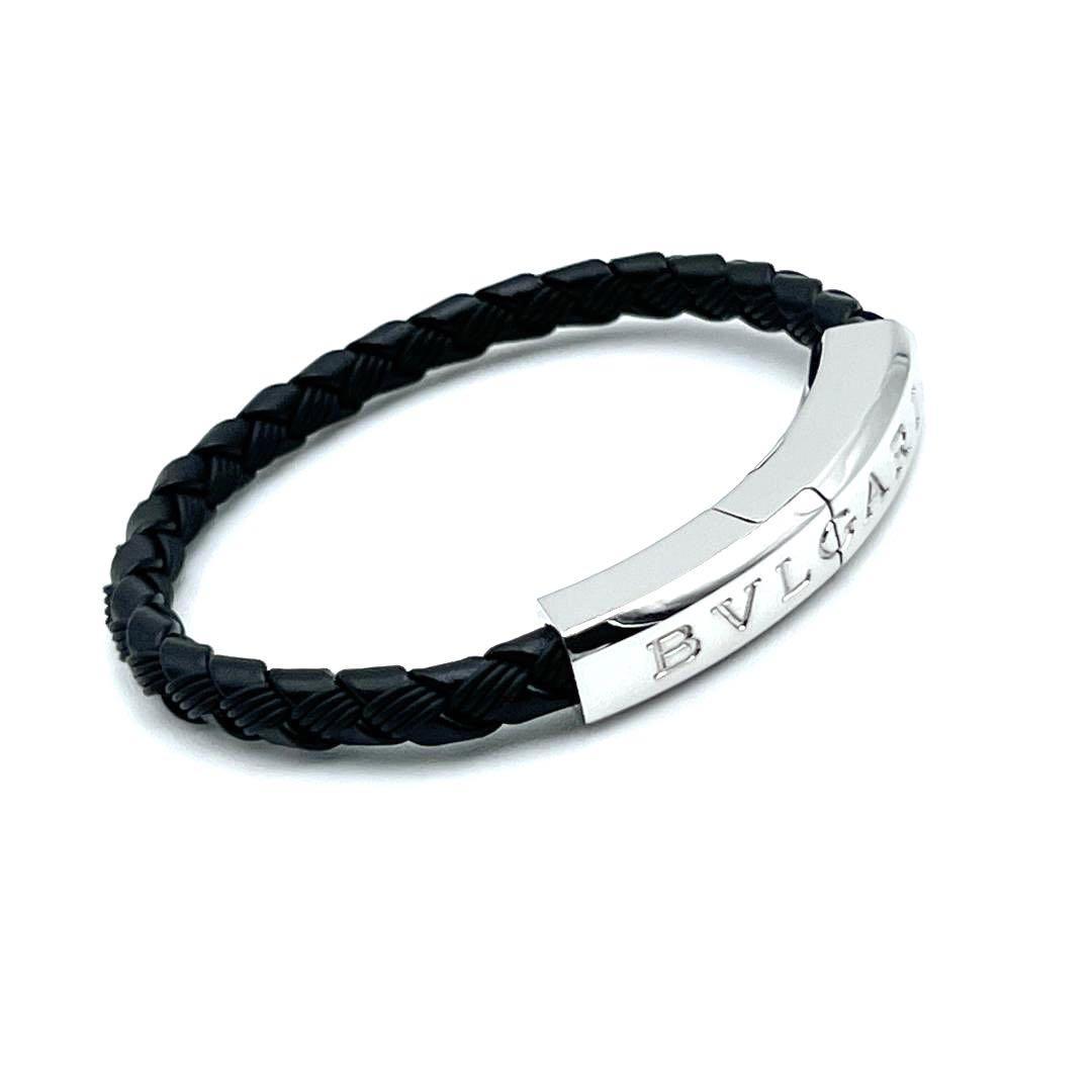 定価7.5万】BVLGARI ブルガリ マン レザー ブレスレット メンズ