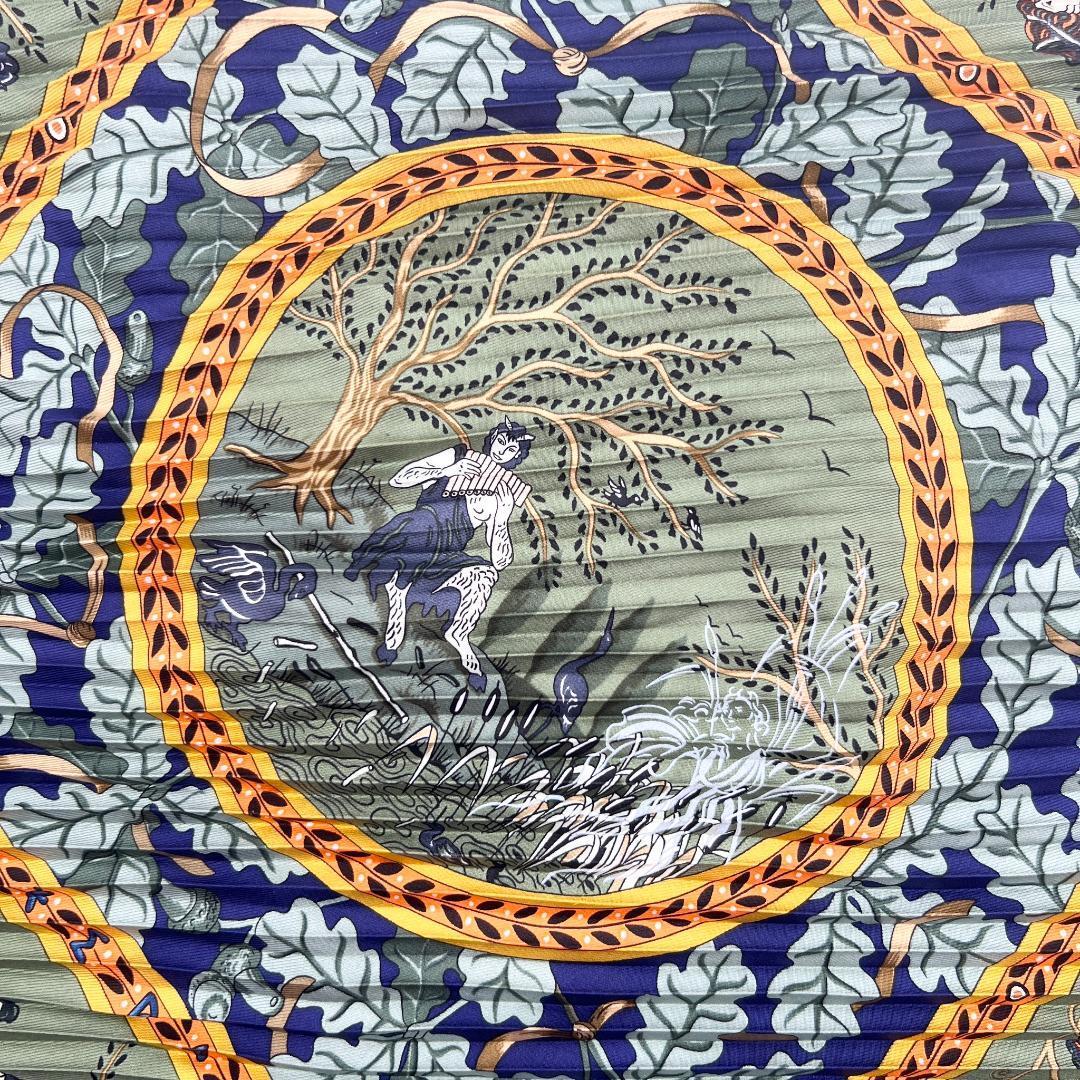神々の音楽】エルメス HERMES バンダナ スカーフ プリーツ カレ 90