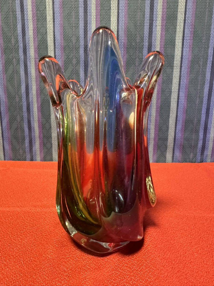 曽我ガラス　曽我グラス　ソガグラス　花瓶 ガラス製　ガラス工芸 レトロ インテリア　ガラスの花瓶　アンティーク　未使用品