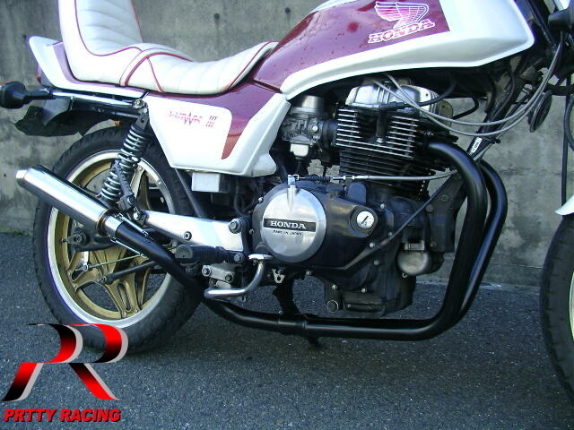 プリティー HONDA CB250N CB400N ホーク3 2-1管 50.8π ALサイレンサー マフラー 黒_画像2