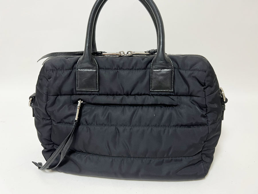 PRADA プラダ ボンバー トートバッグ ナイロン レザー ブラック