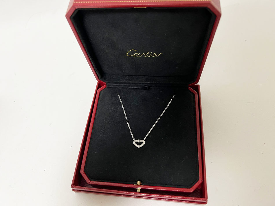 送料無料 Cartier カルティエ Cハート オブ カルティエ ダイヤ ネックレス オープンハート 750 K18 ホワイトゴールド 新品仕上げ_画像7