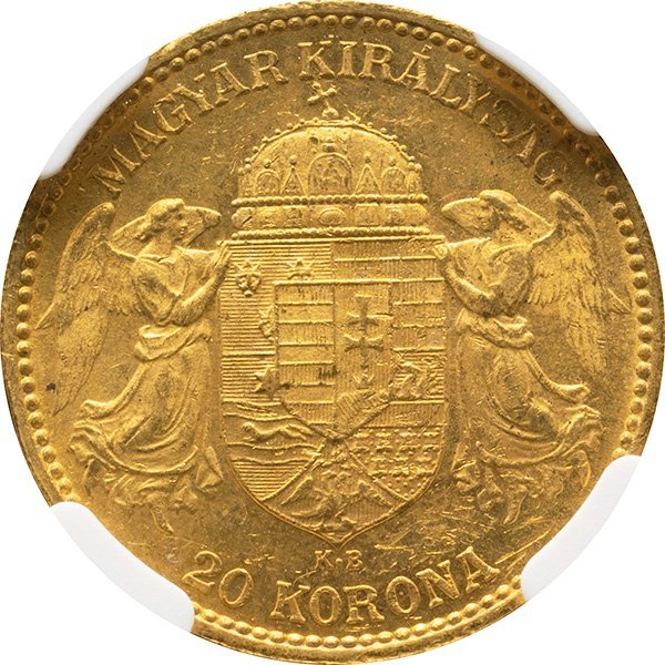 ハンガリー 20コロナ金貨 1893年KB 極美品+ フランツ・ヨーゼフ立像