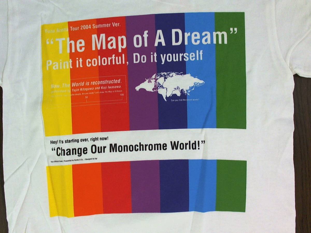 ☆ゆず【YUZU ARENA TOUR 2004】2004年ツアー サマーバージョン『The Map of A Dream』半袖Tシャツ 白 USA製_画像5
