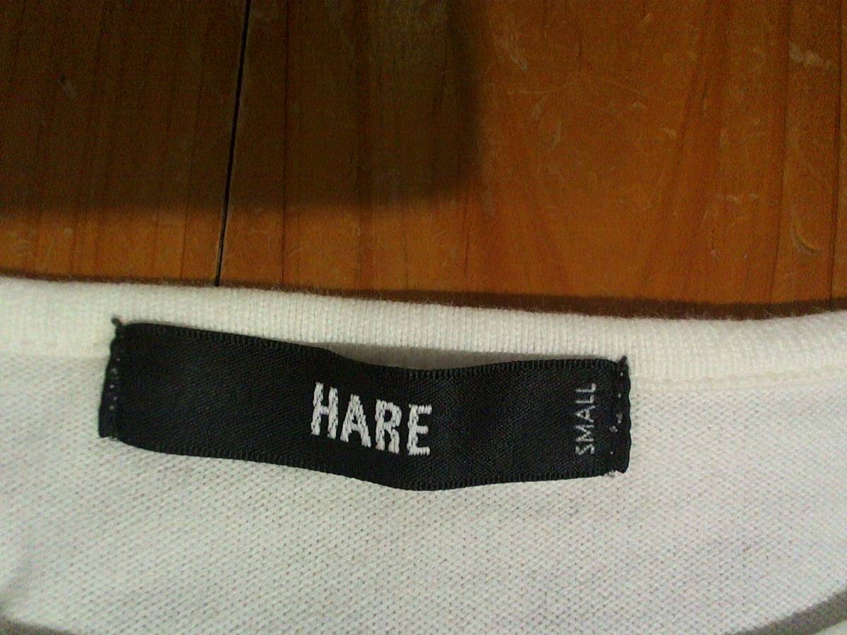 ☆ハレ【HARE】コットン半袖Tシャツ ボーダーTシャツ S 白 ホワイト 黒_画像5