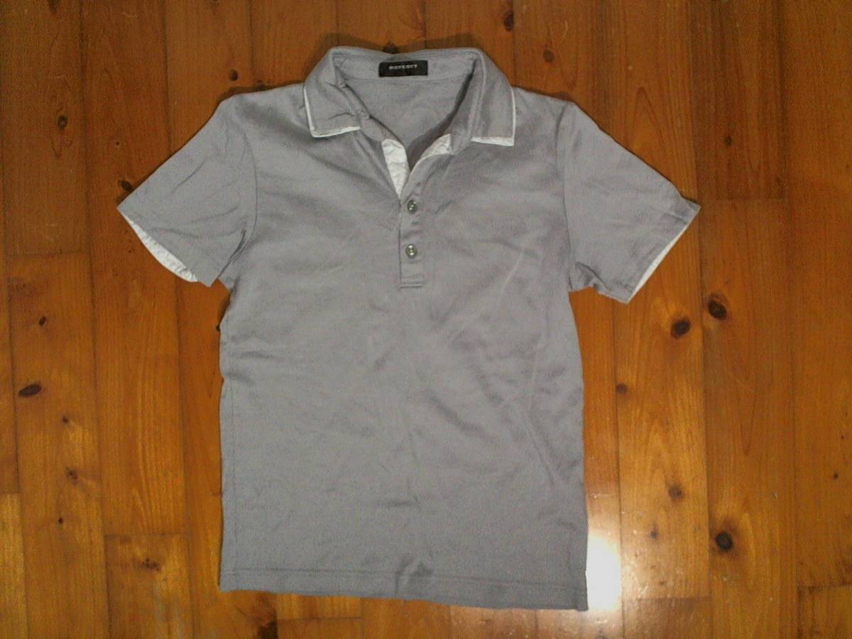 * domestic production * Boycott [BOYCOTT] double color . collar polo-shirt with short sleeves half button shirt 2 gray 