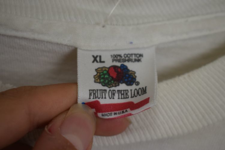 グッドプリント◎90sビンテージUSA製FRUIT OF THE LOOMフルーツオブザルームオールコットンプリント半袖TシャツXLホワイト系 nr23676_画像6