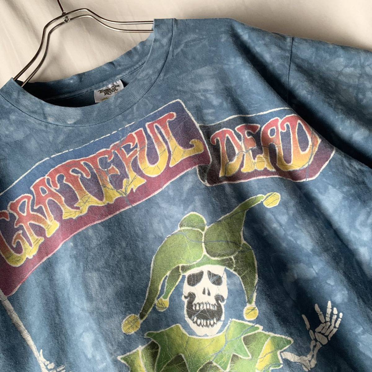 90's USA製 GRATEFUL DEAD グレイトフルデッド JESTER JUGGLING 1994 タイダイT バティック 道化師 LIQUID BLUE Lヴィンテージ_画像2