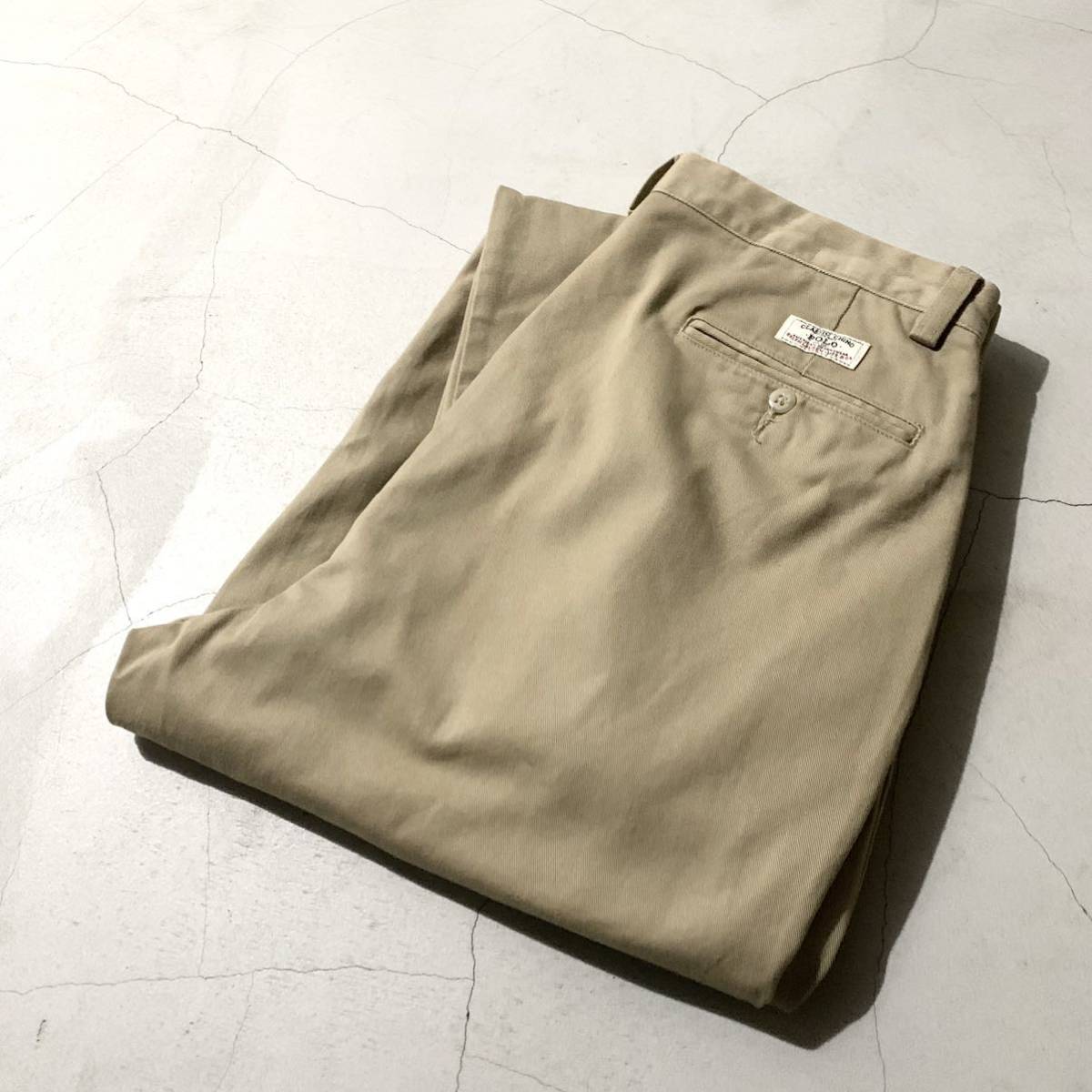 Polo Ralph Lauren チノパンツ ANDREW PANT 33×30 ベージュ カーキ 2タック チノパン ポロチノ ラルフローレン 90s 00s ヴィンテージ OLD