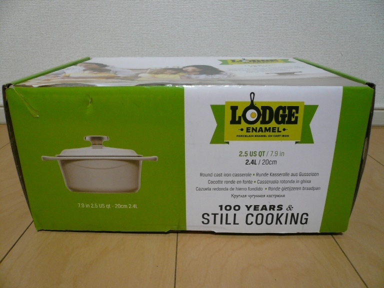 新品未使用! LODGE ロッジ ENAMEL エナメル 両手鍋 2.4 直径20cm 100YEARS & STILL COOKING_画像2