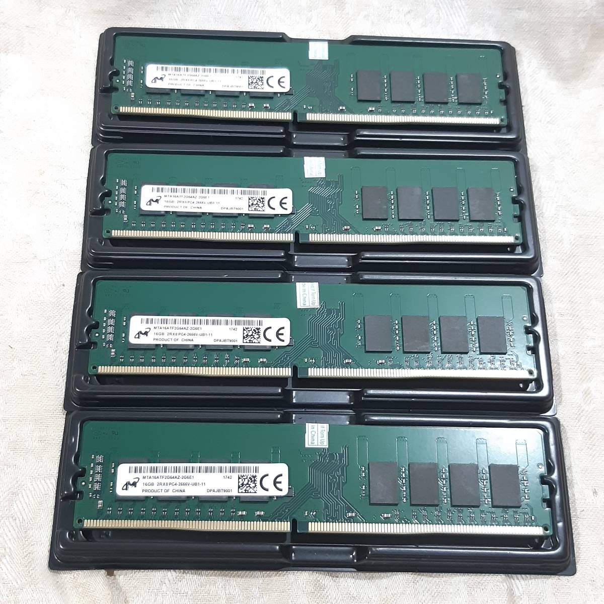 新品 Micron 64GBメモリ(16GB×4枚) 2Rx8 PC4-2666V-U DDR4 21300 288ピン NON-ECCメモリ送料無料_画像1