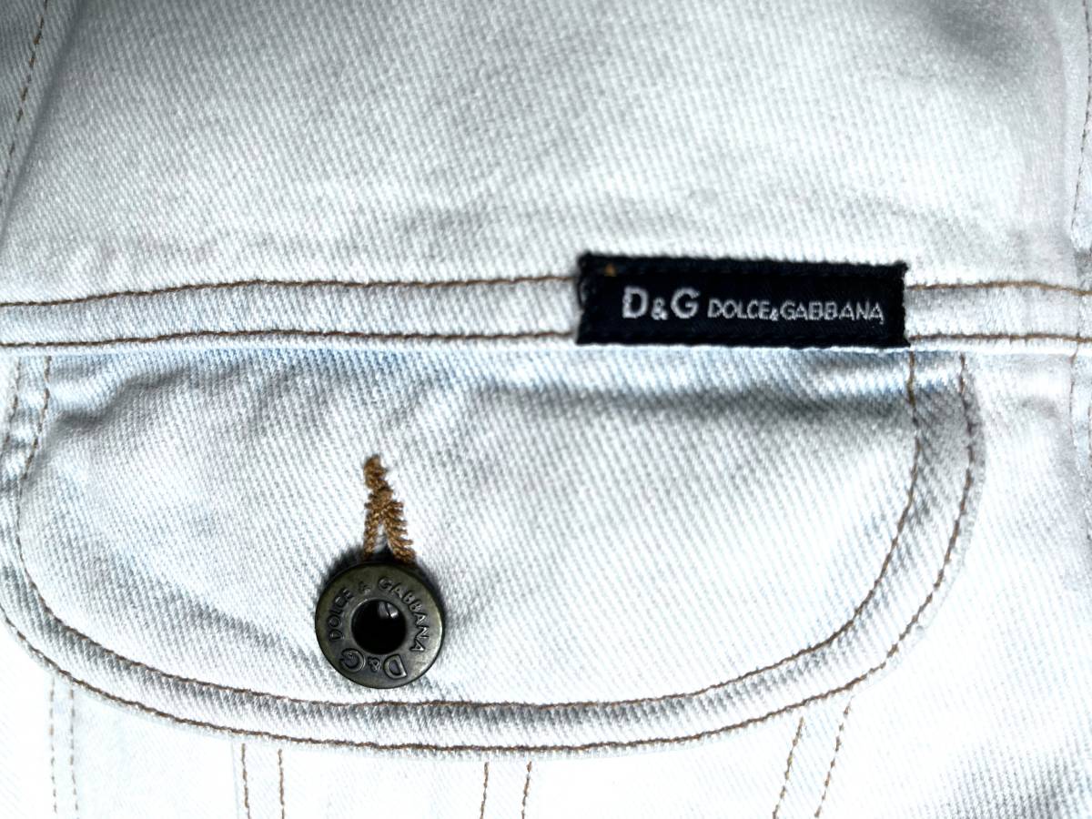 ■ドルチェ＆ガッバーナ D&G デニムブルゾン Gジャン ウォッシュ加工 ワッペン付き S(46)サイズ ビンテージの画像3