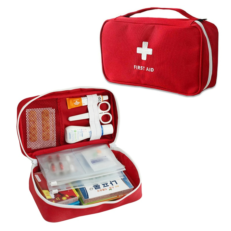  portable camp first-aid kit [ red ] Survival first aid kit bag storage case waterproof outdoor travel disaster prevention sport ground .
