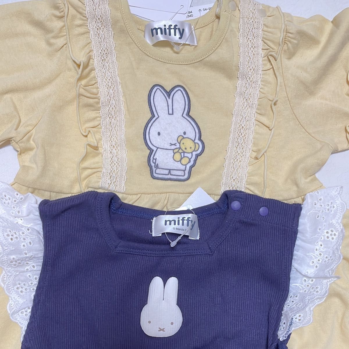 バースデイbirthday ミッフィーワンピースset 90サイズ新品　ネイビー×イエロー　Miffy 半袖ワンピース　サマー