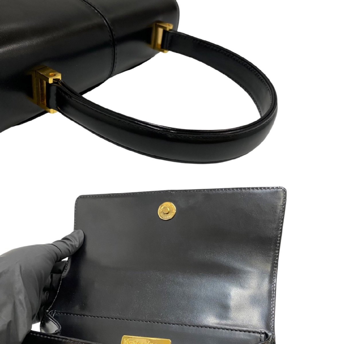 極 美品 保存袋付 YVES SAINT LAURENT イヴサンローラン ロゴ 金具