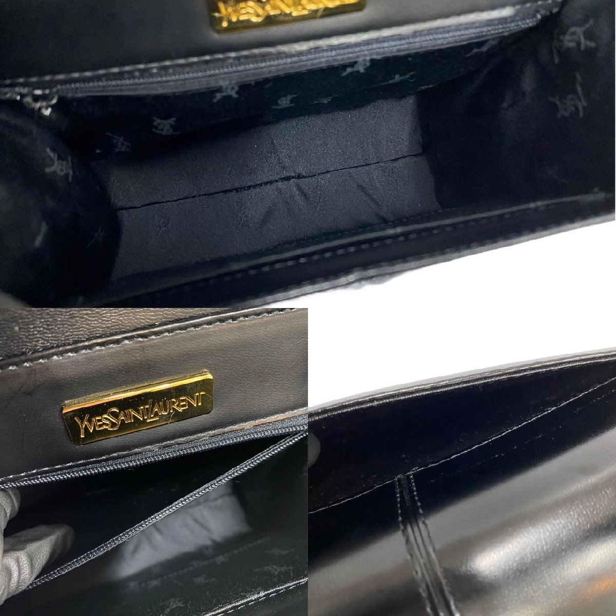 極 美品 保存袋付 YVES SAINT LAURENT イヴサンローラン ロゴ 金具