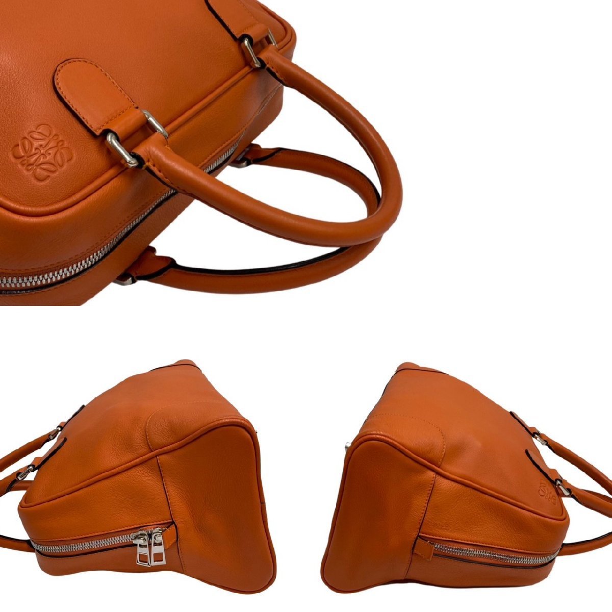 極 美品 保存袋付き LOEWE ロエベ アマソナ 75 アナグラム ロゴ レザー