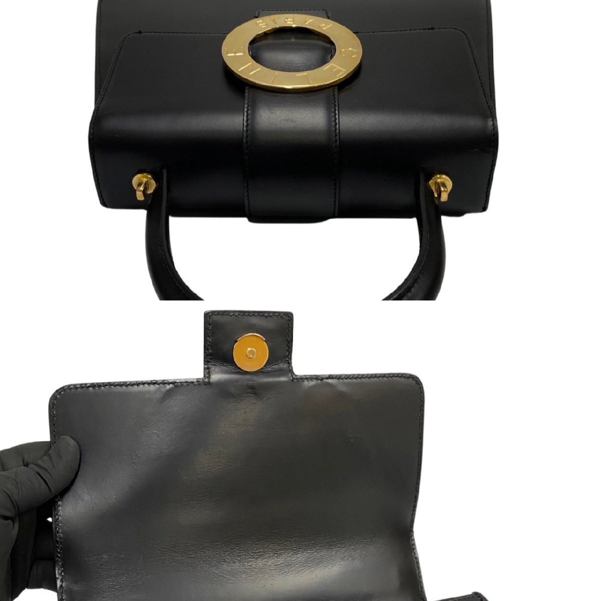 極 美品 保存袋付 CELINE セリーヌ サークルロゴ 金具 カーフ レザー