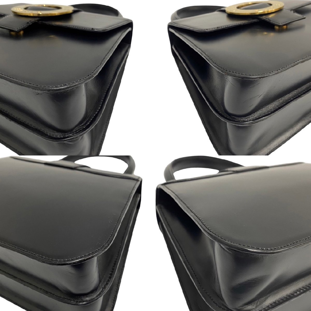 極 美品 保存袋付 CELINE セリーヌ サークルロゴ 金具 カーフ レザー