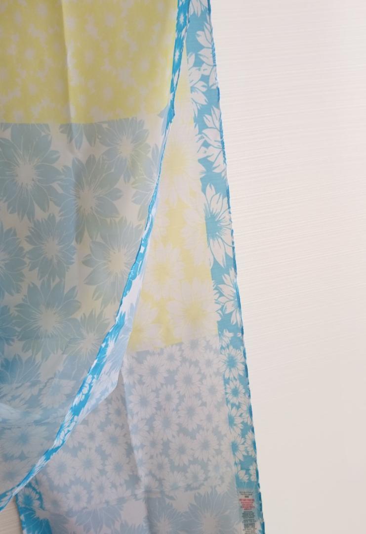 イギリス インポート 英国 ドロシーパーキンス 花柄 シフォンストール スカーフ 透け感 ブルー イエロー ペールカラー_画像8