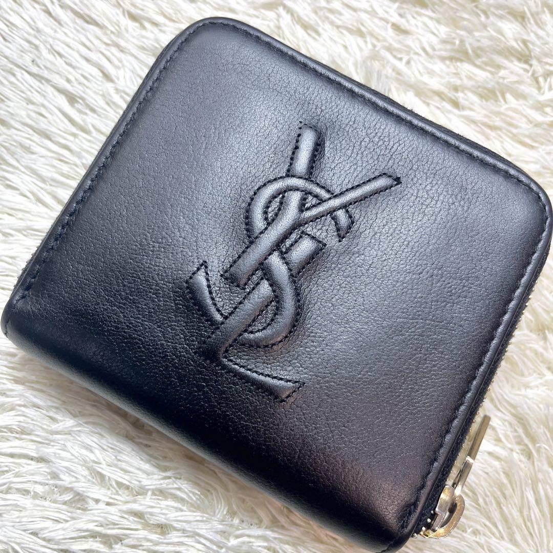 極美品】 Saintlaurent サンローラン 折り財布 YSL 型押し オール