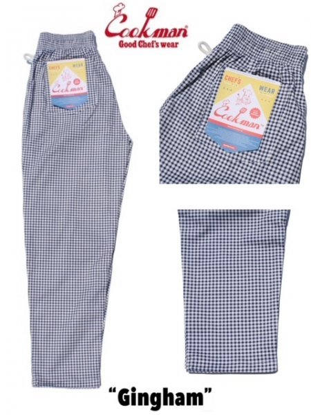 送料0 【COOKMAN】クックマン Chef Pants シェフパンツ Gingham 231-31895 -XL 男女兼用 ギンガム チェック ブルー イージーパンツ 西海岸の画像3