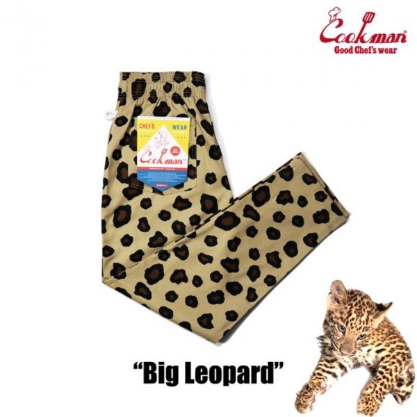 送料0 【COOKMAN】クックマン Chef Pants シェフパンツ Big Leopard 231-31882 -L 男女兼用 ビッグレオパード ヒョウ柄 イージーパンツ LA_画像2