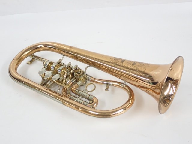 希少】Josef Lidl Brno ロータリーフリューゲルホルン 彫刻有り