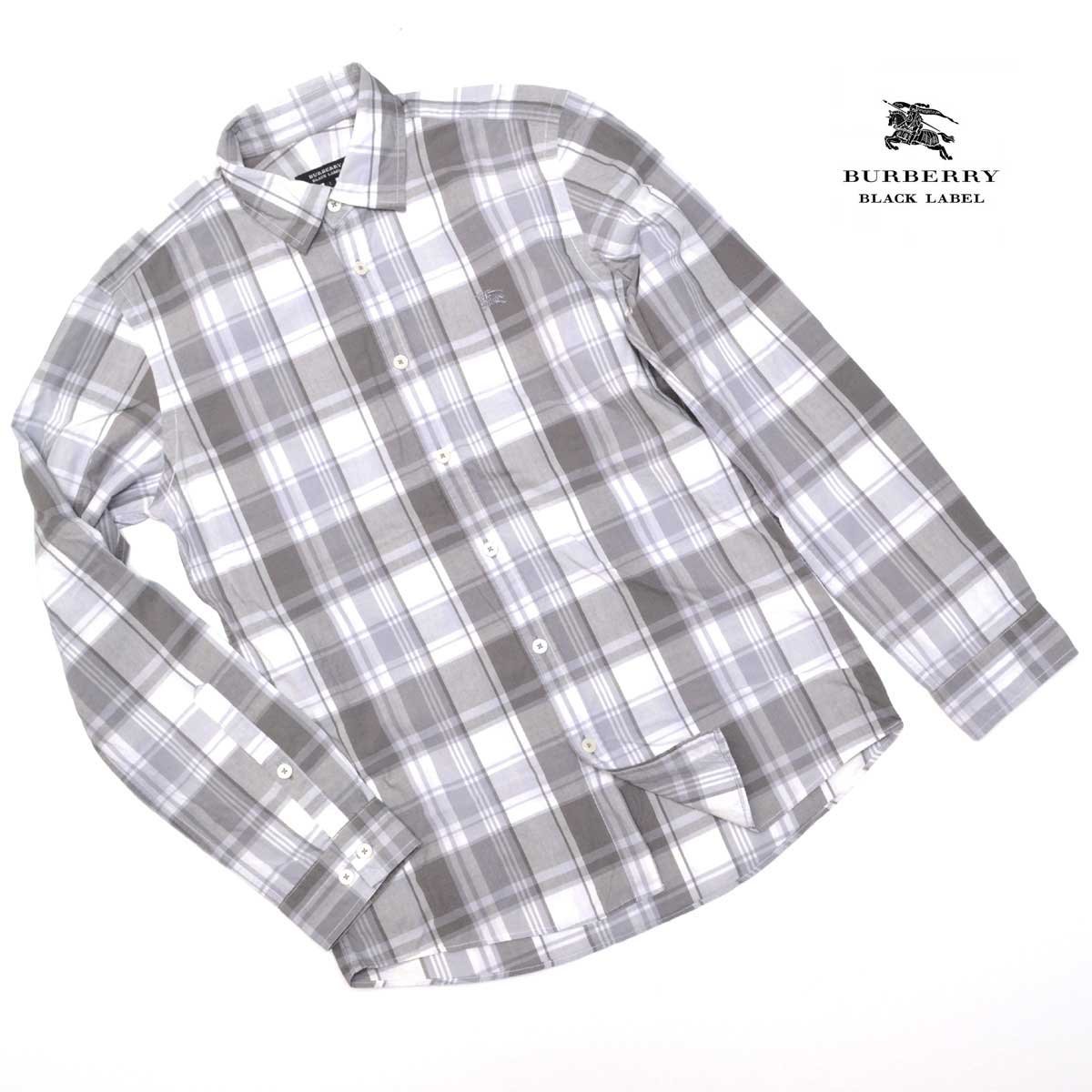 BURBERRY BLACK LABEL バーバリーブラックレーベル ホース刺繍 チェック 長袖シャツ 1（S)サイズ メンズ M601616