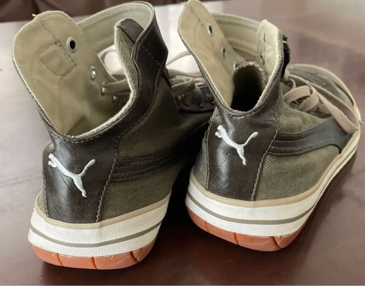 プーマ】27 5cm スニーカー カーキ PUMA ハイカットスニーカー プーマ】27 5cm スニーカー カーキ PUMA ハイカットスニーカー