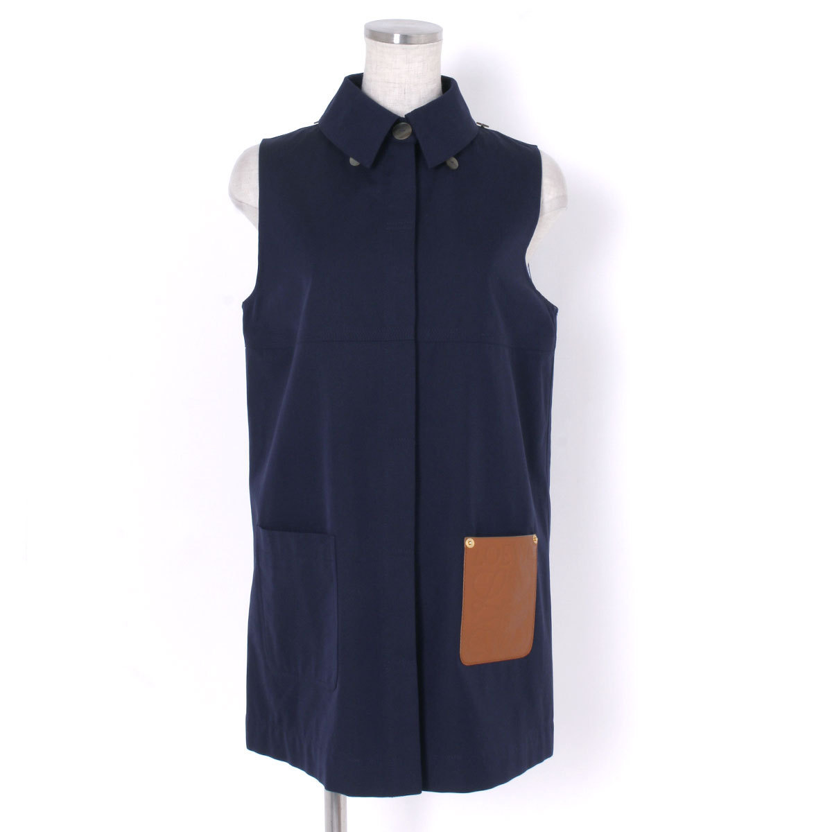 LOEWE detachable-cape coat size34 ネイビー S540Y02W02 ロエベ