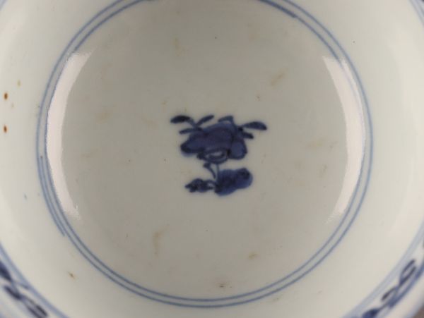 煎茶道具 唐物 漢詩花文 煎茶碗 五客 袱紗・時代箱付 M R5071-