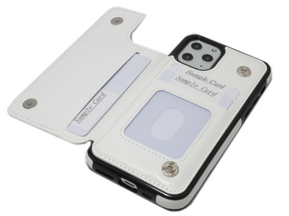 iPhone 11 6.1インチ フェイクレザー 合成皮革 ジャケット 背面カードホルダー アイフォン アイホン ケース カバー ホワイト 