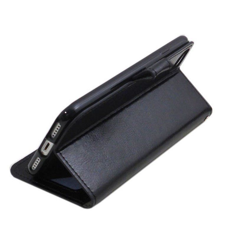 iPhone SE(第3/第2世代)/8/7 手帳型 スタンド カード 合皮革レザー アイフォン SE3 アイホン SE2 ケース カバー ブラック 黒色の画像3