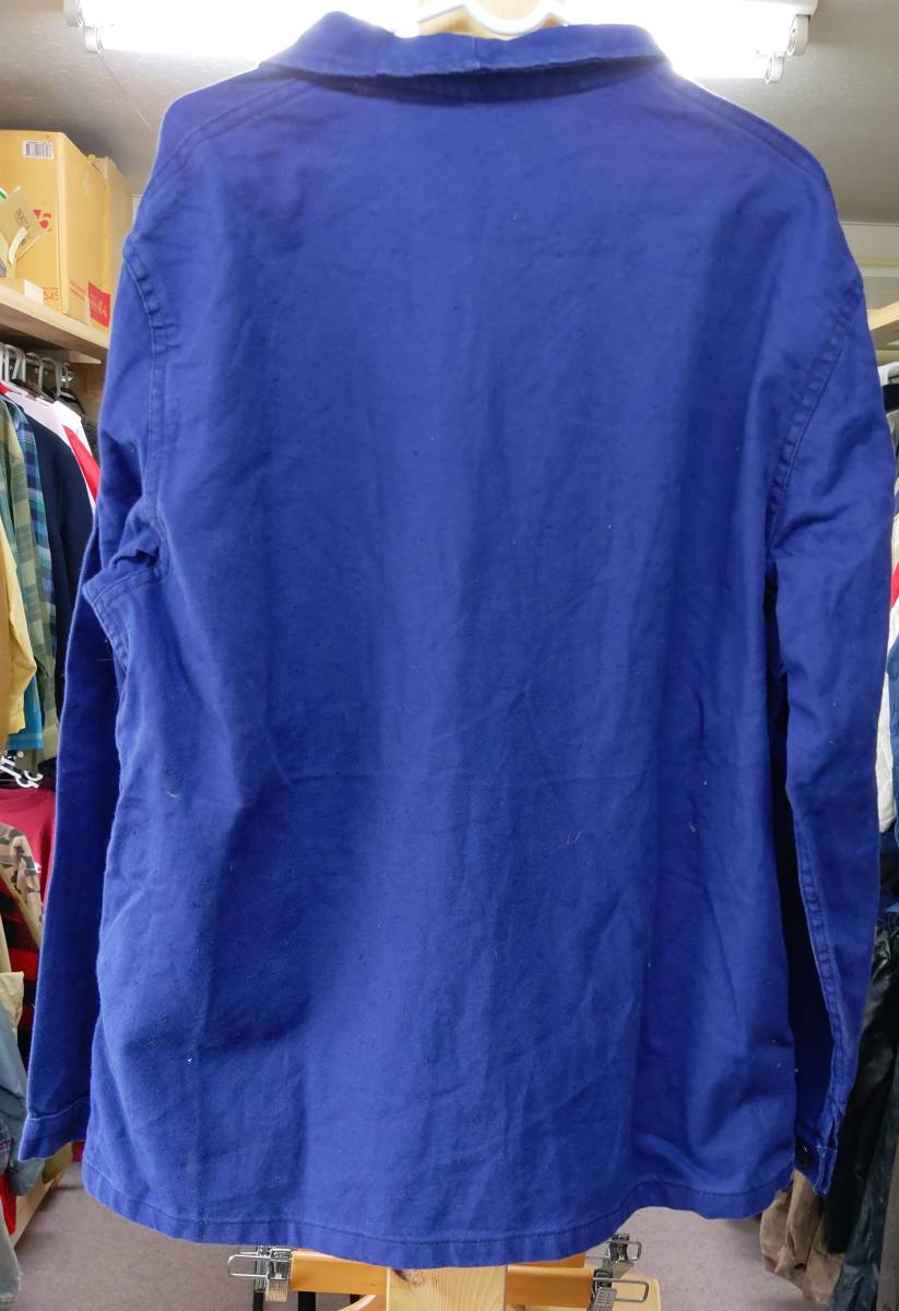 ヨーロッパ ビンテージ フランス製 フレンチ 70's コットン ユーロ カバーオール ワーク ジャケット 3ポケット 紺色 古着卸まとめブランド_画像2