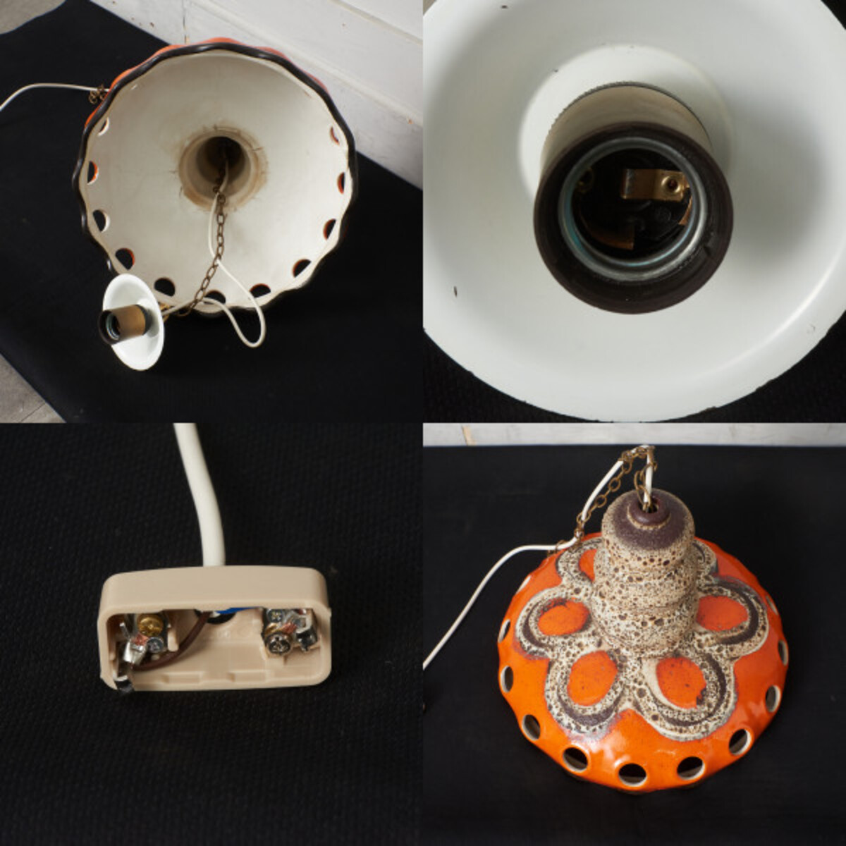 IZ64115F☆西ドイツ Fat lava ヴィンテージ ペンダントランプ 陶器