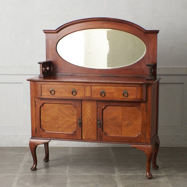 IZ64280F* Britain antique mirror back sideboard mahogany display shelf mirror cabinet dresser living board England Classic 