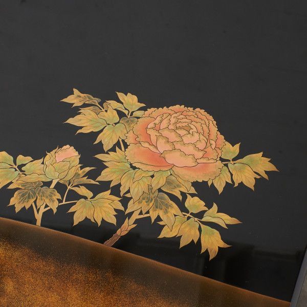 IZ66800N☆輪島塗 蒔絵師 西村弘峰作 座卓 座敷机 センターテーブル 黒