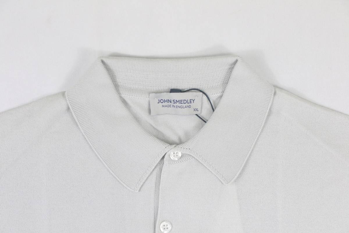 新品 John Smedley ジョンスメドレー 最高級シーアイランドコットン ポロシャツ  XXLサイズ  CLOUDの画像2
