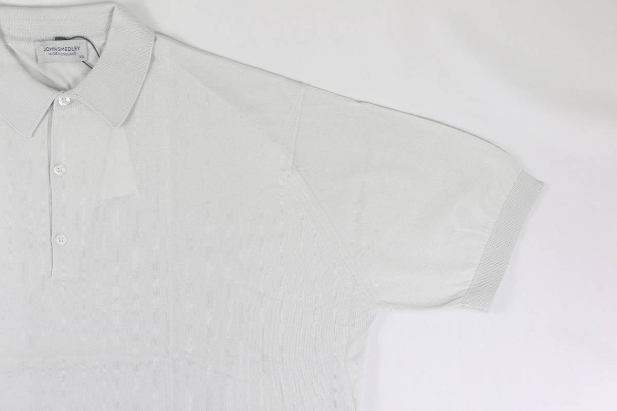 新品 John Smedley ジョンスメドレー 最高級シーアイランドコットン ポロシャツ  XXLサイズ  CLOUDの画像3
