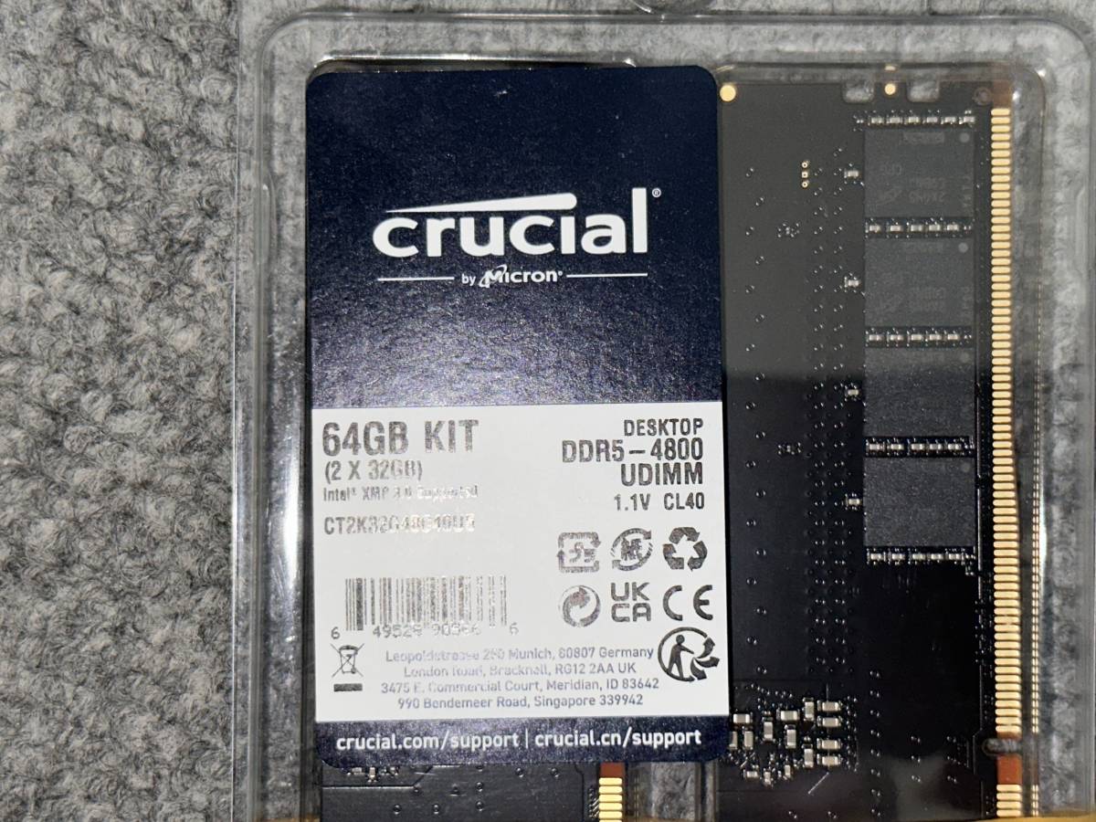 Crucial 64GB Kit (2x32GB) DDR5-38400 UDIMM CT2K32G48C40U5